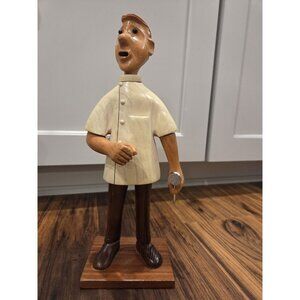 Vintage Italian Carved Wood Dentist Figurine Mid Century In Style of Romer